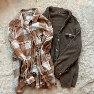 American Eagle Flannel and Waffle Knit Shacket bundle